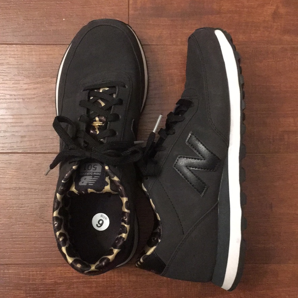 New Balance NWOT matte black and cheetah 501
